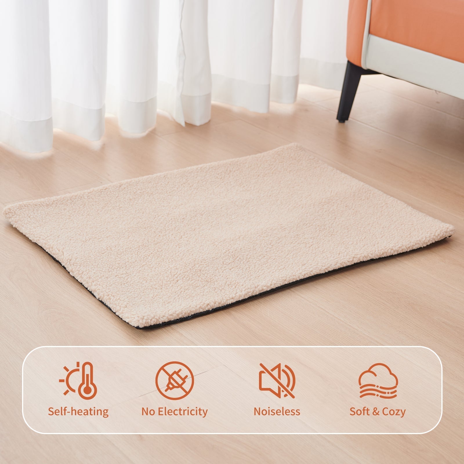 HKM-8046525 Self Heating Plush Pet Blanket for Indoor Cats - Cozy Winter Cushion Mat