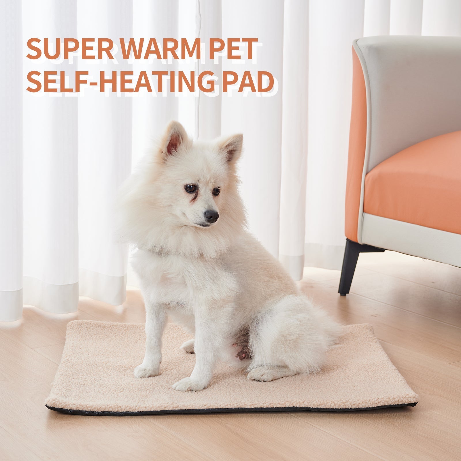 HKM-8046525 Self Heating Plush Pet Blanket for Indoor Cats - Cozy Winter Cushion Mat
