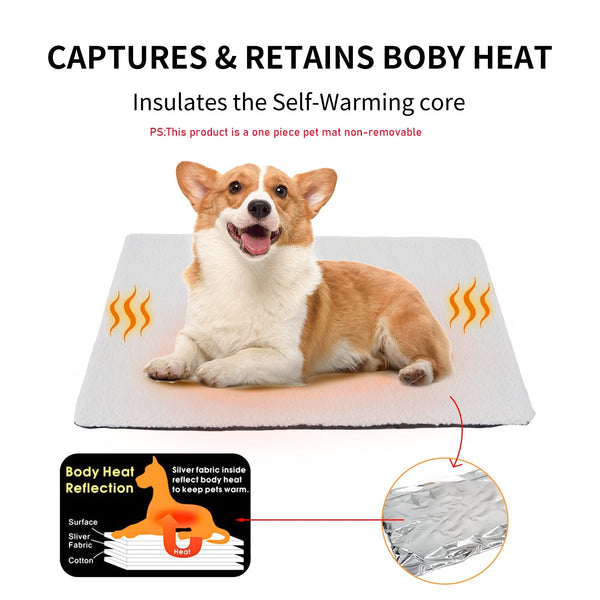 HKM-8046525 Self Heating Plush Pet Blanket for Indoor Cats - Cozy Winter Cushion Mat