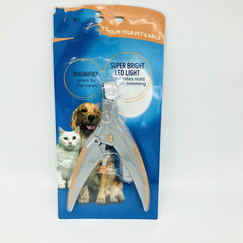 HKM-8048445 Luminous Nail Clippers for Dogs and Cats - Metal Cleaning Scissors with Rubber Handle