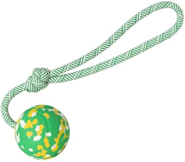 HKM-8048829 Interactive Dog Toy: Solid Rubber Ball on Rope for Training, Fetching, Tug of War - Ideal for Medium and Small Dogs