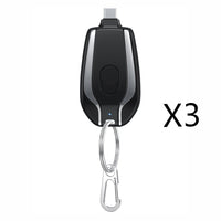 HKM-804883 Compact 1500mAh Mini Power Bank Keychain Charger with Type-C Connection and Built-in Carabiner