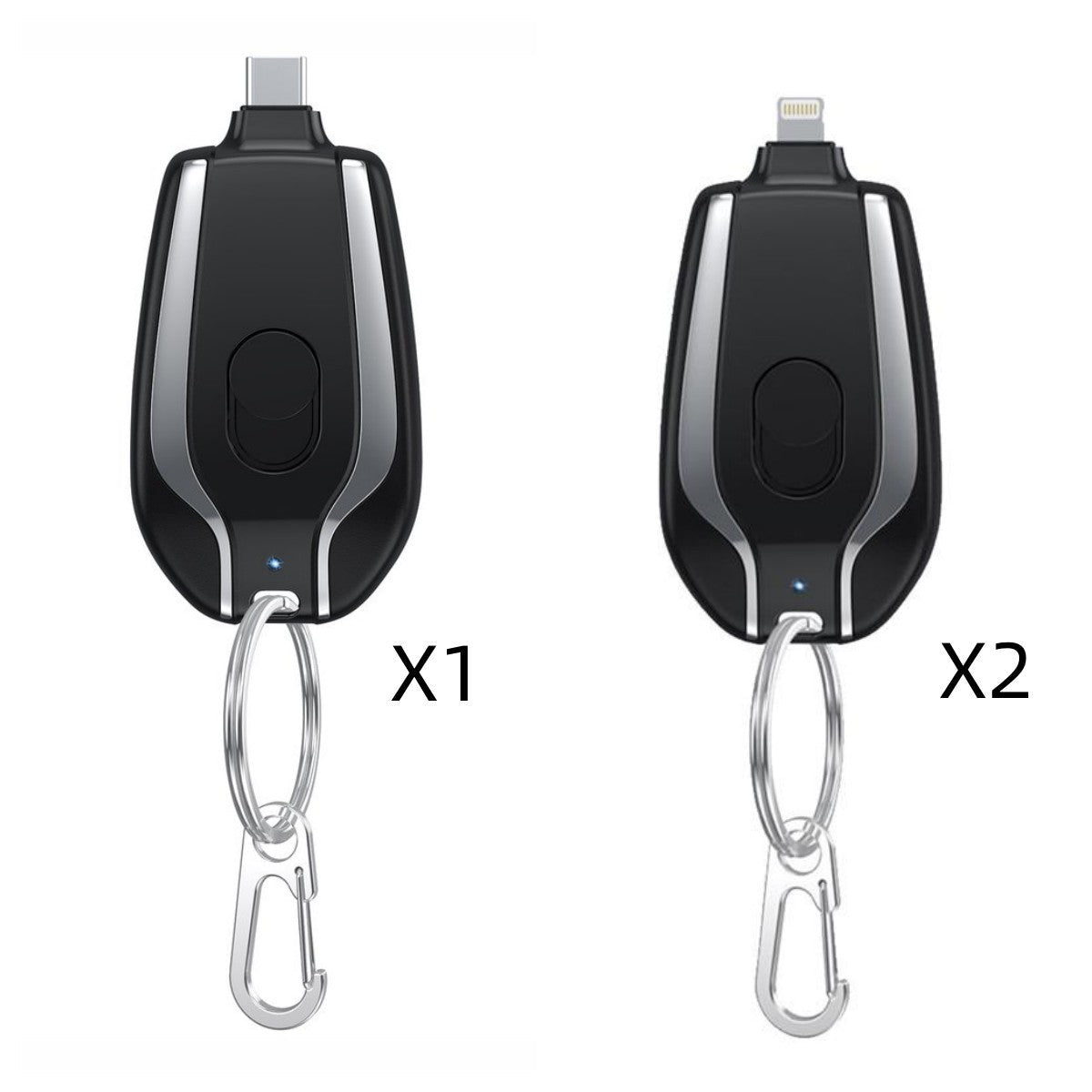HKM-804883 Compact 1500mAh Mini Power Bank Keychain Charger with Type-C Connection and Built-in Carabiner