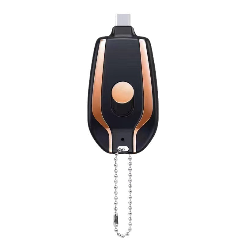 HKM-804883 Compact 1500mAh Mini Power Bank Keychain Charger with Type-C Connection and Built-in Carabiner
