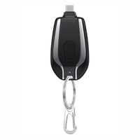 HKM-804883 Compact 1500mAh Mini Power Bank Keychain Charger with Type-C Connection and Built-in Carabiner