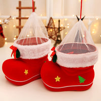HKM-804947 Christmas Red Flocking Candy Boots for Decoration and Small Gifts