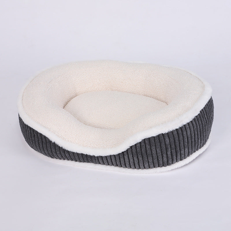 HKM-8052285 Cozy Plush Pet Bed for Autumn-Winter - Soft, Comfortable, Detachable, Thick Cushion for Pets