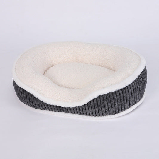 HKM-8052285 Cozy Plush Pet Bed for Autumn-Winter - Soft, Comfortable, Detachable, Thick Cushion for Pets