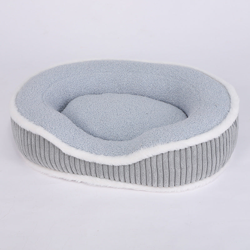 HKM-8052285 Cozy Plush Pet Bed for Autumn-Winter - Soft, Comfortable, Detachable, Thick Cushion for Pets