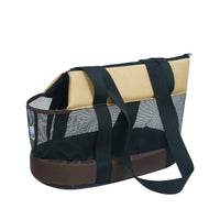 HKM-8052669 Foldable Mesh Outdoor Pet Bag for Dogs and Cats - Soft Oxford Shoulder Handbag in Black/Brown, Sizes S/L/XL