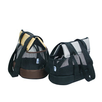 HKM-8052669 Foldable Mesh Outdoor Pet Bag for Dogs and Cats - Soft Oxford Shoulder Handbag in Black/Brown, Sizes S/L/XL