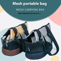HKM-8052669 Foldable Mesh Outdoor Pet Bag for Dogs and Cats - Soft Oxford Shoulder Handbag in Black/Brown, Sizes S/L/XL