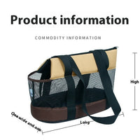 HKM-8052669 Foldable Mesh Outdoor Pet Bag for Dogs and Cats - Soft Oxford Shoulder Handbag in Black/Brown, Sizes S/L/XL
