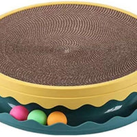 HKM-805267 Interactive Cat Scratcher Pad with Ball - Dual Layer Design for Play & Relaxation, Durable PET Material