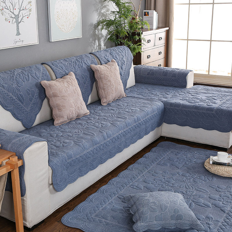 HKM-805331 Comfortable Pure Cotton Minimalist Sofa Cushion - Modern Design in Dark Army Green, Navy Blue, Khaki, Gray, and Black