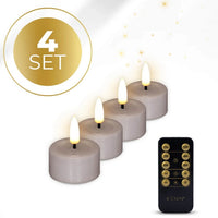 HKM-805459 Taupe LED Tealight Candles - D4.1 x H5 cm, Perfect for Ambient Lighting