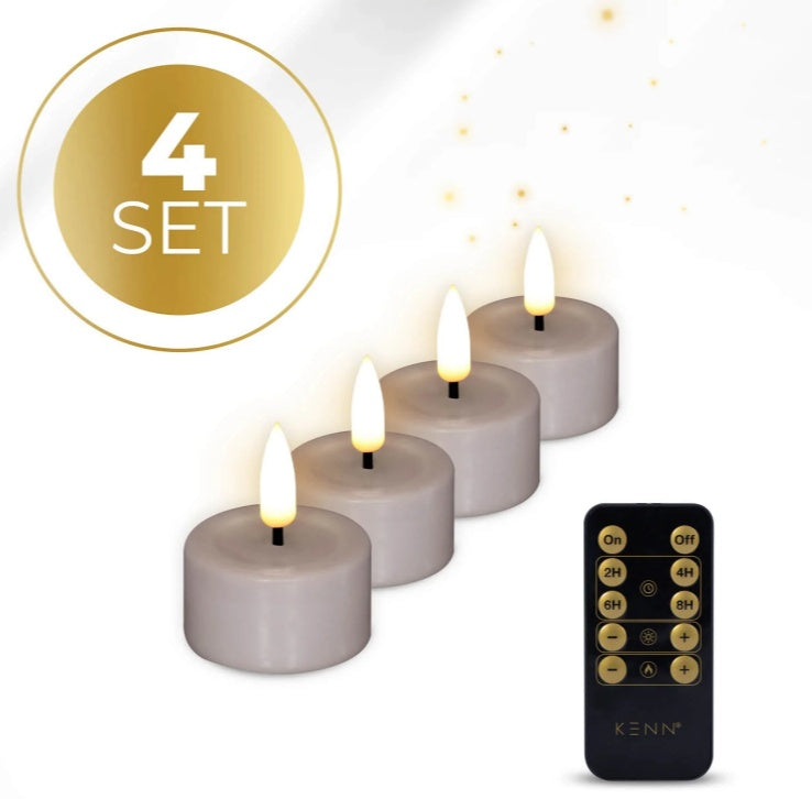 HKM-805459 Taupe LED Tealight Candles - D4.1 x H5 cm, Perfect for Ambient Lighting