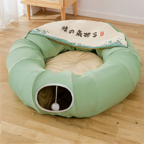 HKM-8055485 Folding Cat's Nest Tunnel Bed, Removable & Washable Canvas, 130CM Long