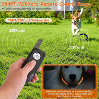HKM-8055869 Rechargeable Dog Training Collar with Beep, Vibration, and Shock Modes - IP65 Waterproof, 984FT Range, 3 Channels, Safety Keypad Lock
