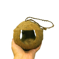 HKM-805587 Natural Coconut Shell Bird Nest Feeder - Small Size, 12-16cm Diameter, 30cm Height