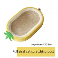 HKM-8056381 Pineapple Oval Sisal Cat Scratch Board with Plush Cushioning for Claw Grinding