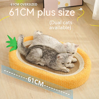 HKM-8056381 Pineapple Oval Sisal Cat Scratch Board with Plush Cushioning for Claw Grinding
