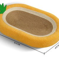 HKM-8056381 Pineapple Oval Sisal Cat Scratch Board with Plush Cushioning for Claw Grinding