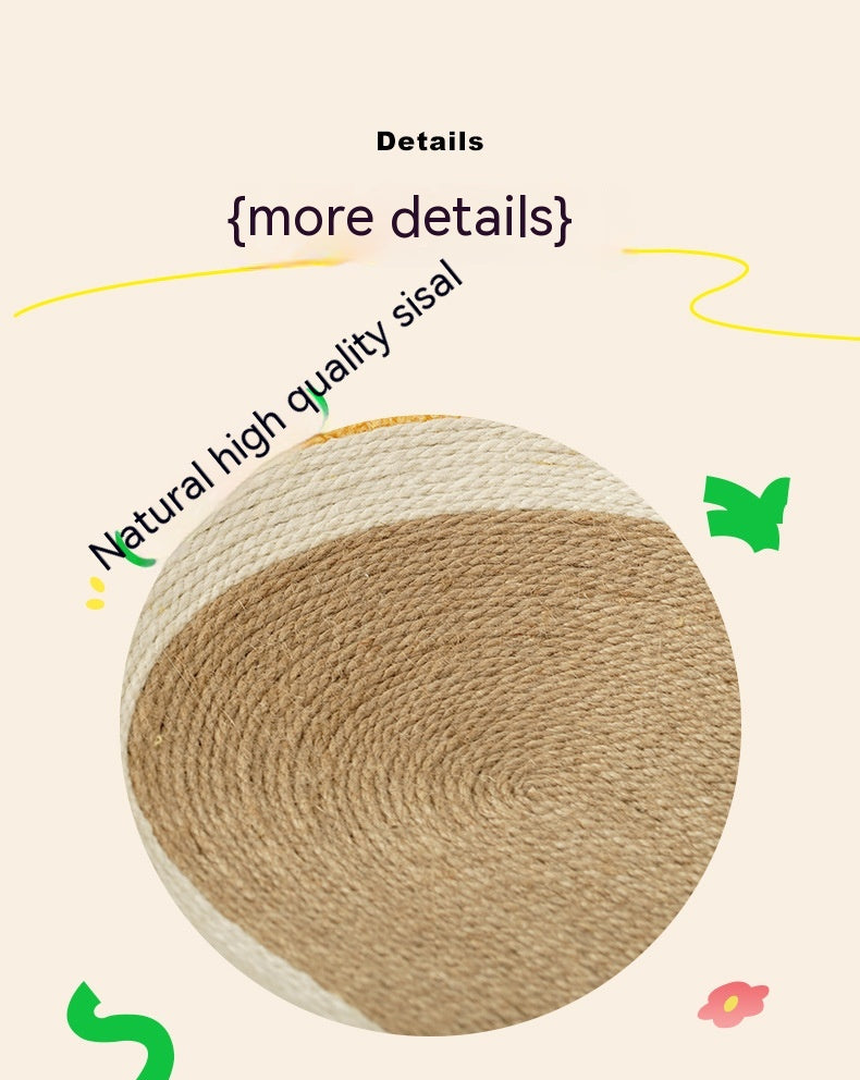 HKM-8056381 Pineapple Oval Sisal Cat Scratch Board with Plush Cushioning for Claw Grinding