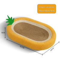 HKM-8056381 Pineapple Oval Sisal Cat Scratch Board with Plush Cushioning for Claw Grinding