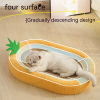 HKM-8056381 Pineapple Oval Sisal Cat Scratch Board with Plush Cushioning for Claw Grinding