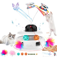 HKM-8057021 Indoor Electric Mute Smart Cat Toy with ABS and TPR Feather