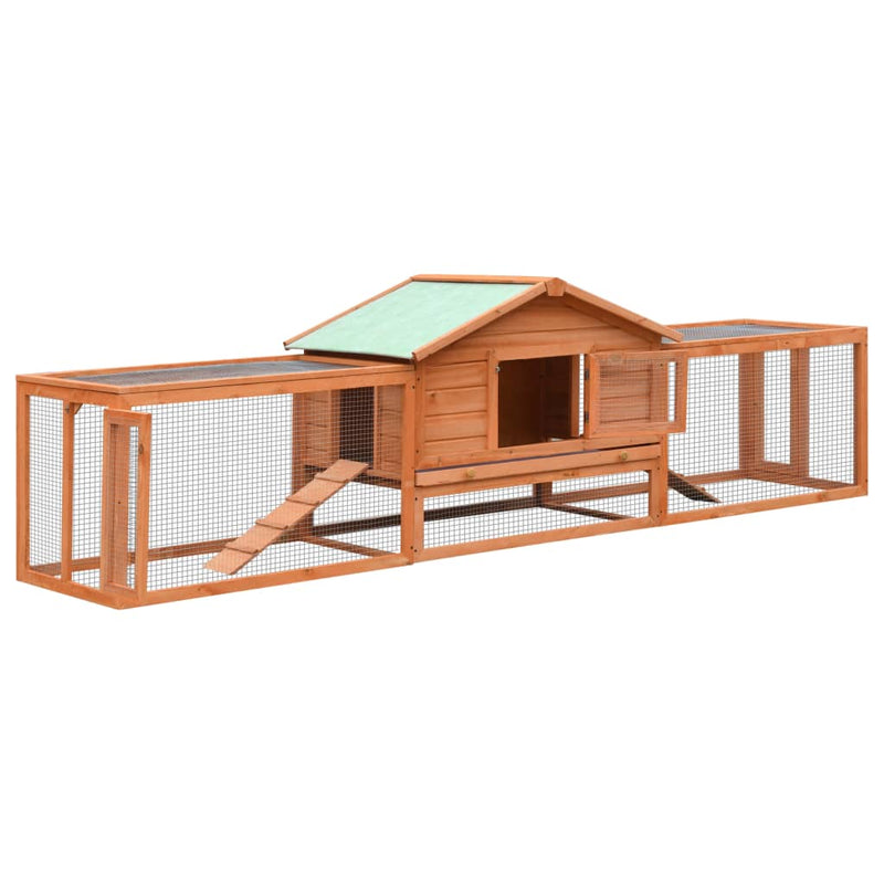HKM-8057789 Two-Level Rabbit Hutch with Green Roof & Easy Cleaning Features
