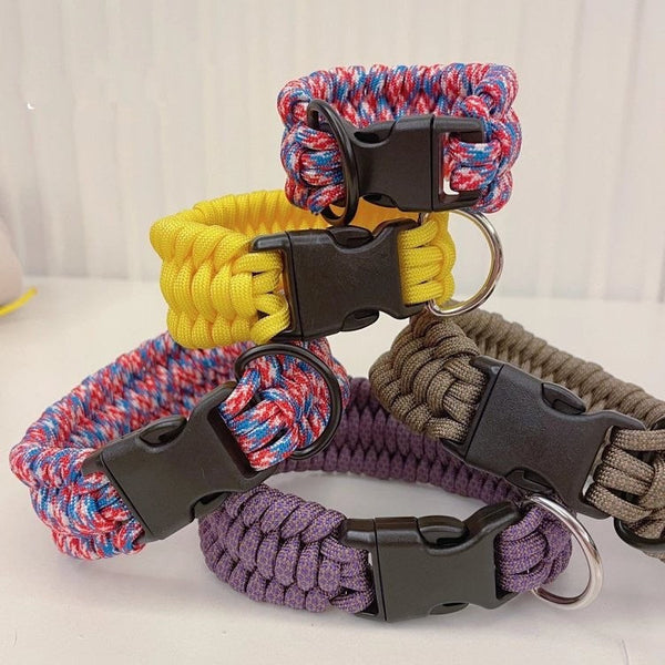 HKM-8058173 Woven Umbrella Rope Dog Collar - Adjustable Sizes 26cm to 40cm