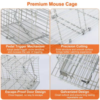 HKM-8059837 Humane Foldable Live Rodent Trap Cage with Galvanized Iron Construction and Detachable L Shaped Rod