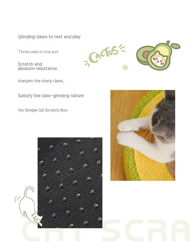HKM-8060221 Avocado Cat Scratching Basin - Sisal Material, 40x10cm Multifunctional Pet Toy