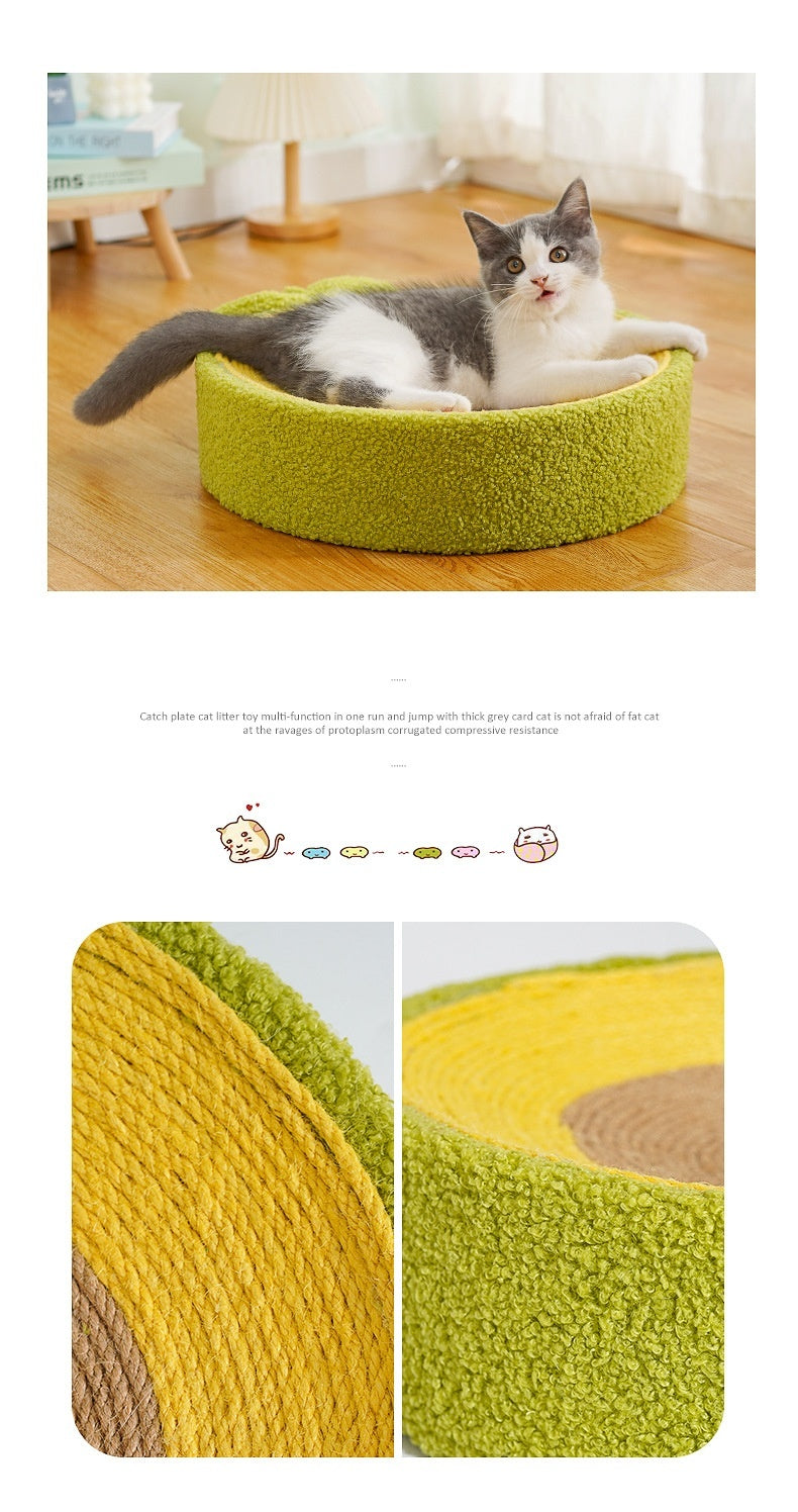 HKM-8060221 Avocado Cat Scratching Basin - Sisal Material, 40x10cm Multifunctional Pet Toy