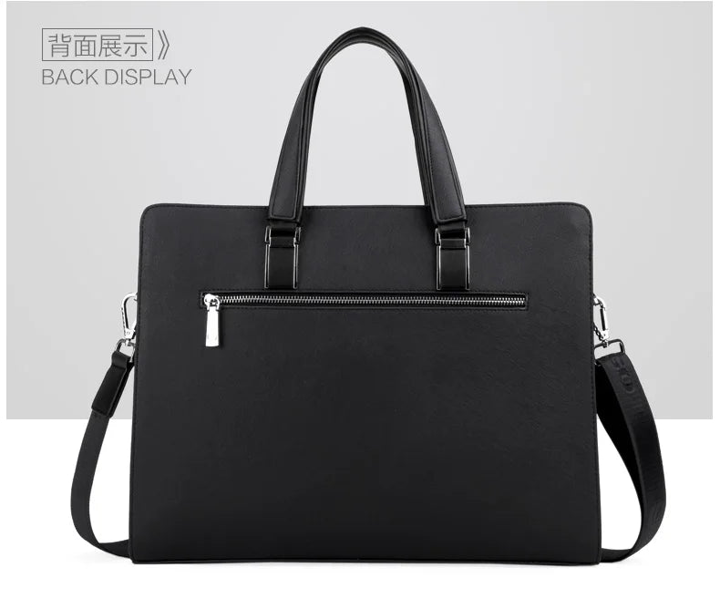 HKM-806035 Classic Zipper Laptop Briefcase in PU Leather for Business Use