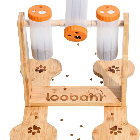 HKM-8060989 Interactive Wooden Dog Puzzle Toy - Snack Dispenser Feeder for Pets