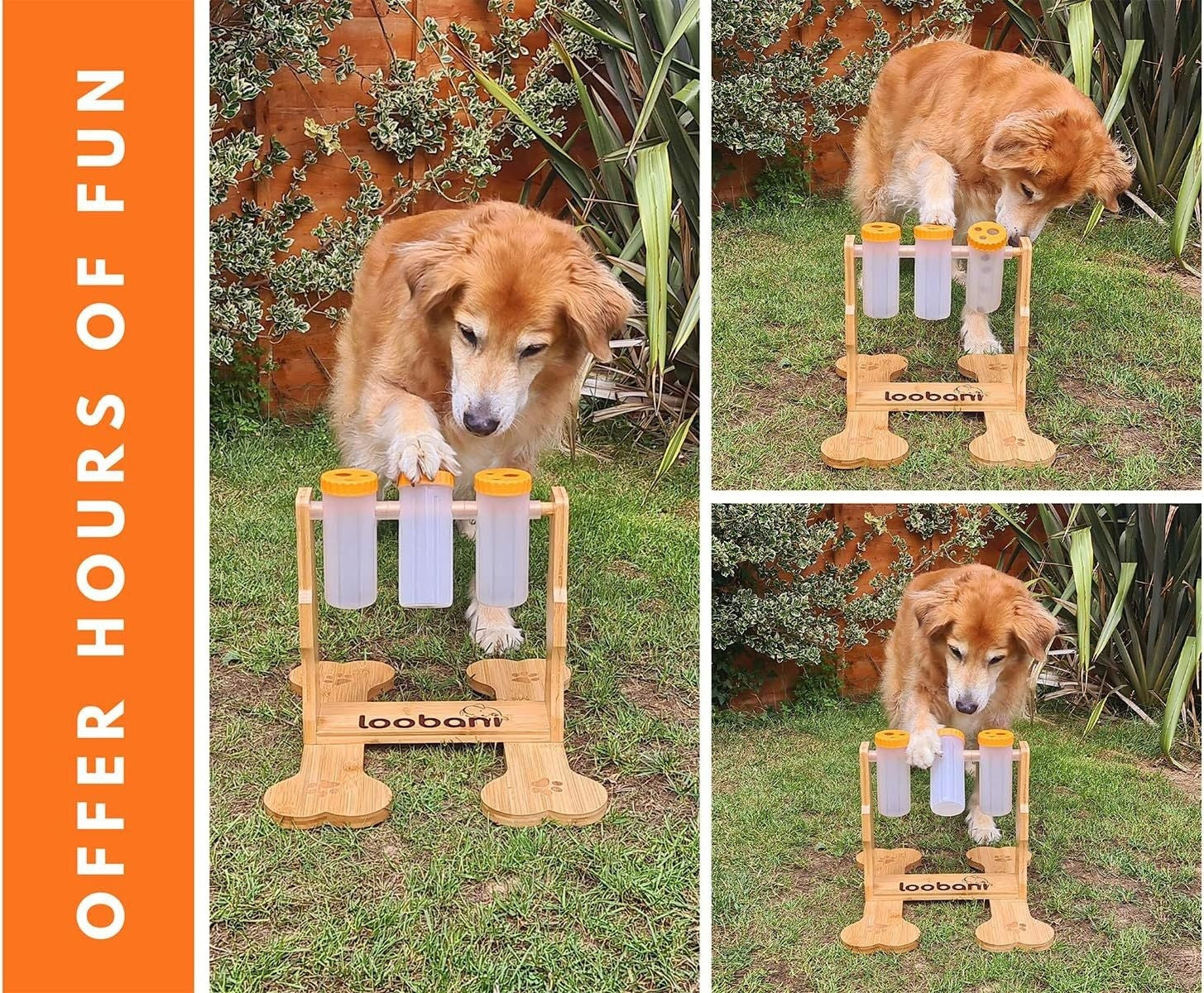 HKM-8060989 Interactive Wooden Dog Puzzle Toy - Snack Dispenser Feeder for Pets