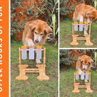 HKM-8060989 Interactive Wooden Dog Puzzle Toy - Snack Dispenser Feeder for Pets