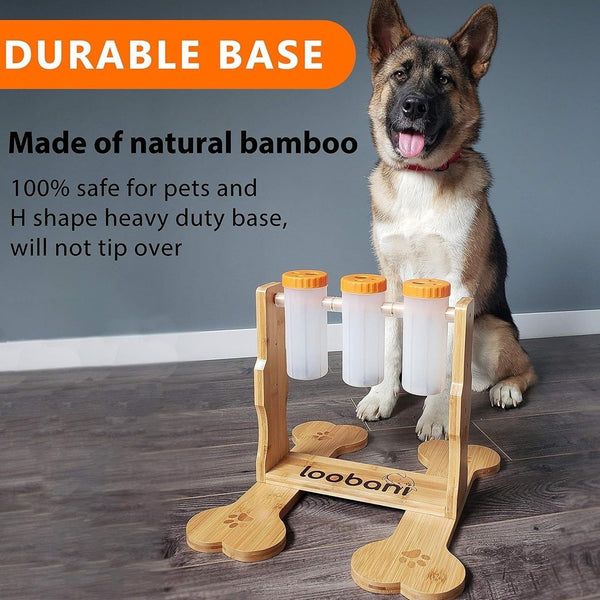 HKM-8060989 Interactive Wooden Dog Puzzle Toy - Snack Dispenser Feeder for Pets