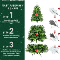 HKM-806099 7ft LED Warm White Green Pine Christmas Tree with Easy Installation for Indoor/Outdoor Use