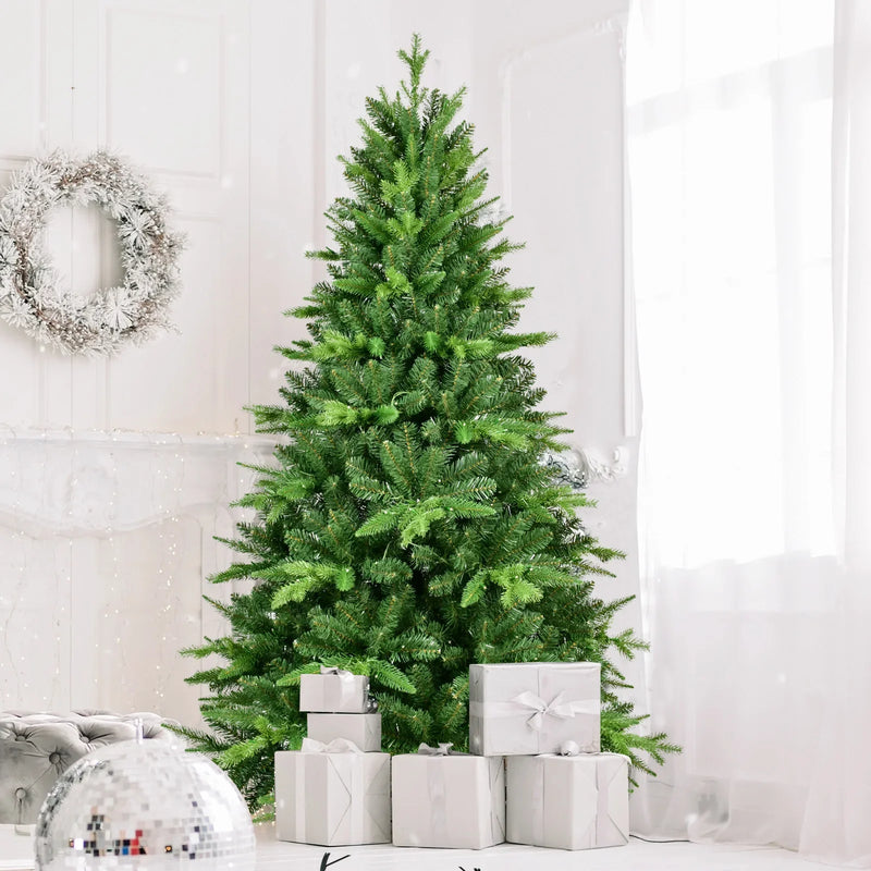 HKM-806099 7ft LED Warm White Green Pine Christmas Tree with Easy Installation for Indoor/Outdoor Use