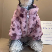 HKM-8061757 Cozy Thickened Warm Fur Coat for Dogs in Tiger, Pink Heart, and Cow Patterns