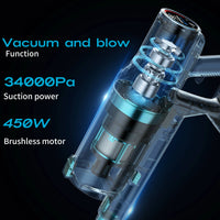 HKM-806227 Cordless 450W Rechargeable Vacuum Cleaner with Touchscreen, Battery-Operated and Detachable Design