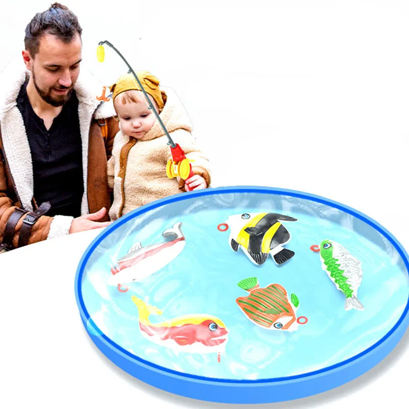 HKM-806227 Interactive Fishing Rod Toy Set for Kids Ages 2-7 with Small Fish Models, Ideal for Parent-Child Play
