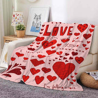 HKM-8062781 Heart Print Polyester Fiber Blanket - Warm and Cozy for All Seasons (Multiple Sizes Available)