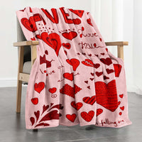 HKM-8062781 Heart Print Polyester Fiber Blanket - Warm and Cozy for All Seasons (Multiple Sizes Available)