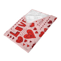 HKM-8062781 Heart Print Polyester Fiber Blanket - Warm and Cozy for All Seasons (Multiple Sizes Available)
