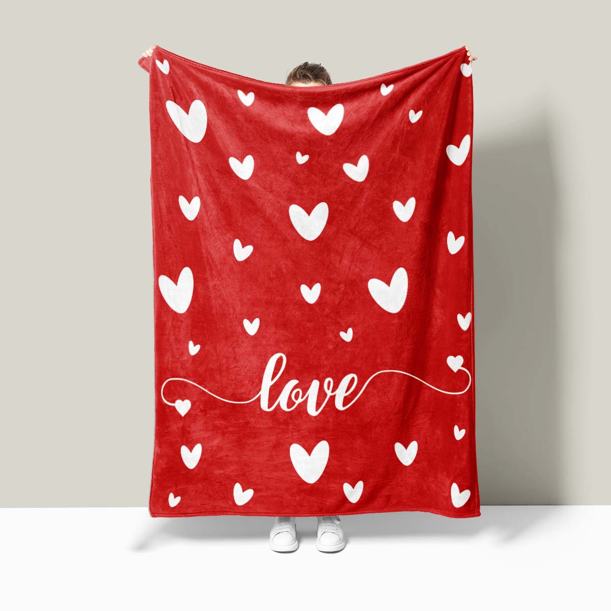 HKM-8062781 Heart Print Polyester Fiber Blanket - Warm and Cozy for All Seasons (Multiple Sizes Available)